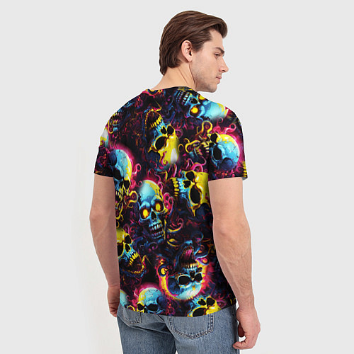 Мужская футболка Разноцветные черепушки с щупальцами / 3D-принт – фото 4
