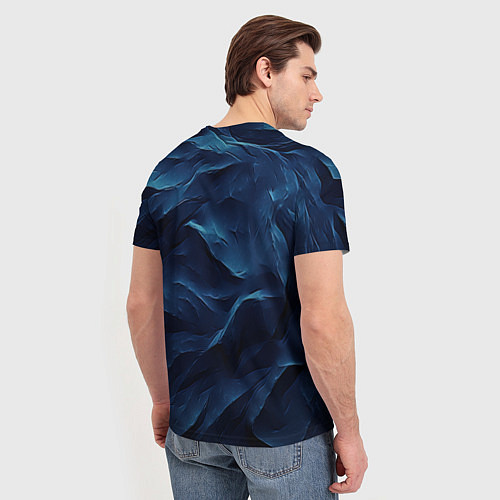 Мужская футболка Синие глубокие абстрактные волны / 3D-принт – фото 4