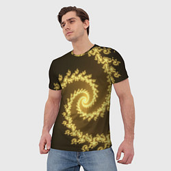 Футболка мужская Желтая спираль фракталов, цвет: 3D-принт — фото 2