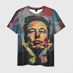 Мужская футболка Илон Маск граффити портрет