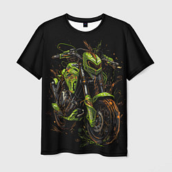 Мужская футболка Зеленый ретро-мотоцикл