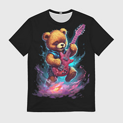 Мужская футболка Большой плюшевый медведь играет на гитаре