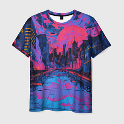 Мужская футболка Город в психоделических цветах