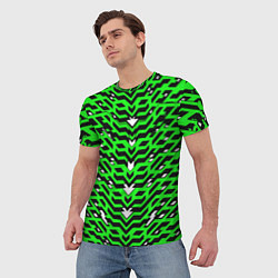 Футболка мужская Агрессивный зелёный паттерн, цвет: 3D-принт — фото 2