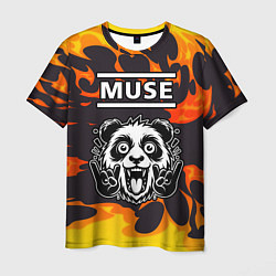 Мужская футболка Muse рок панда и огонь