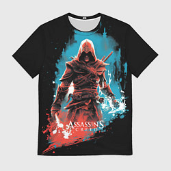 Мужская футболка Assassins creed фон абстрактный