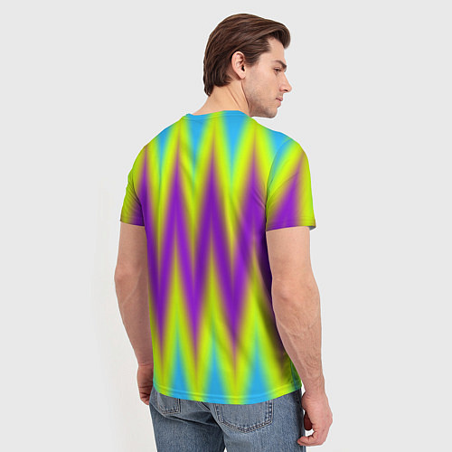 Мужская футболка Неоновые зигзаги / 3D-принт – фото 4