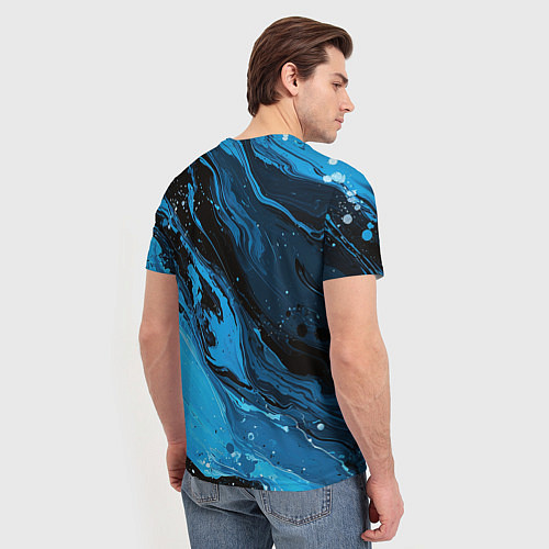 Мужская футболка Черно-синяя абстракция геометрическая / 3D-принт – фото 4