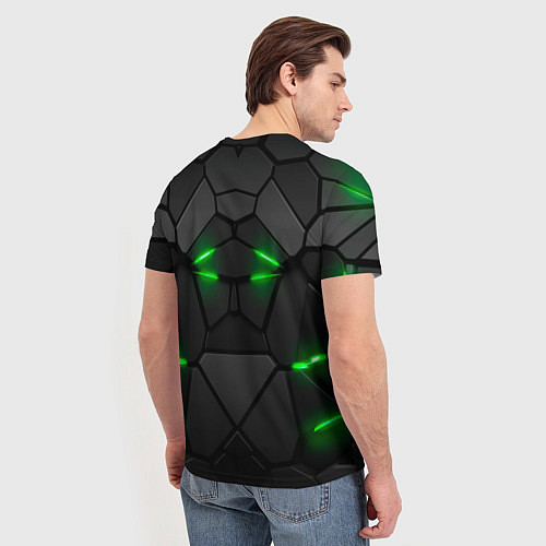 Мужская футболка Броня в стиле киберпанка в виде плит / 3D-принт – фото 4
