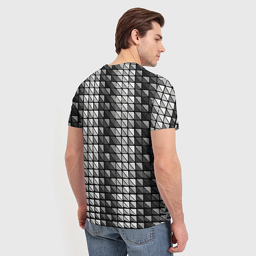 Мужская футболка Чёрно-белые квадраты / 3D-принт – фото 4