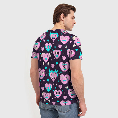 Мужская футболка Паттерн с арт сердцами / 3D-принт – фото 4