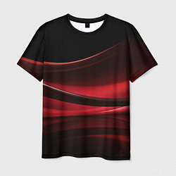 Мужская футболка Темная красная абстракция на черном фоне