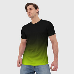 Футболка мужская Чёрно-салатовый градиент, цвет: 3D-принт — фото 2
