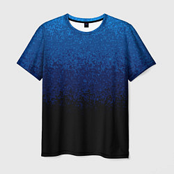 Мужская футболка Градиент сине-чёрный текстурный
