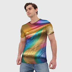 Футболка мужская Жидкий радужный металл, цвет: 3D-принт — фото 2