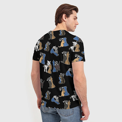 Мужская футболка Котики и шахматы на черном / 3D-принт – фото 4