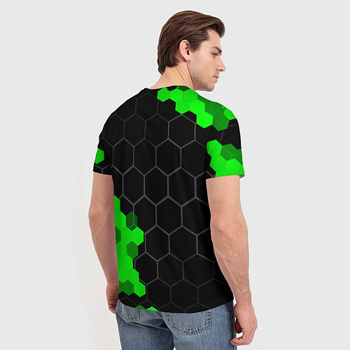 Мужская футболка Daewoo green sport hexagon / 3D-принт – фото 4