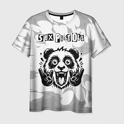 Мужская футболка Sex Pistols рок панда на светлом фоне
