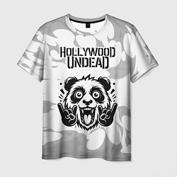 Мужская футболка Hollywood Undead рок панда на светлом фоне