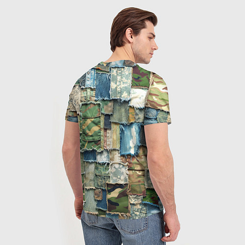 Мужская футболка Джинсы с камуфляжем пэчворк / 3D-принт – фото 4