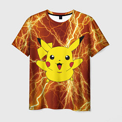 Мужская футболка Pikachu yellow lightning