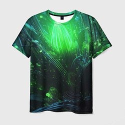 Мужская футболка Зеленая кислотная яркая неоновая абстракция