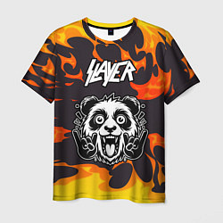 Футболка мужская Slayer рок панда и огонь, цвет: 3D-принт