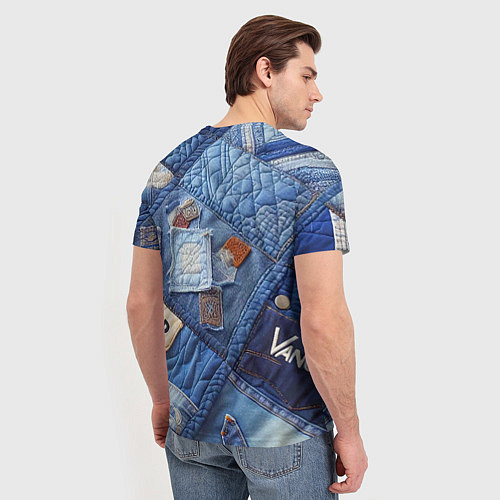 Мужская футболка Vanguard jeans patchwork - ai art / 3D-принт – фото 4