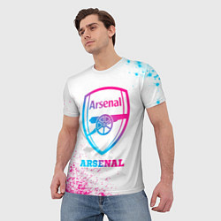 Футболка мужская Arsenal neon gradient style, цвет: 3D-принт — фото 2