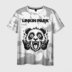 Мужская футболка Linkin Park рок панда на светлом фоне