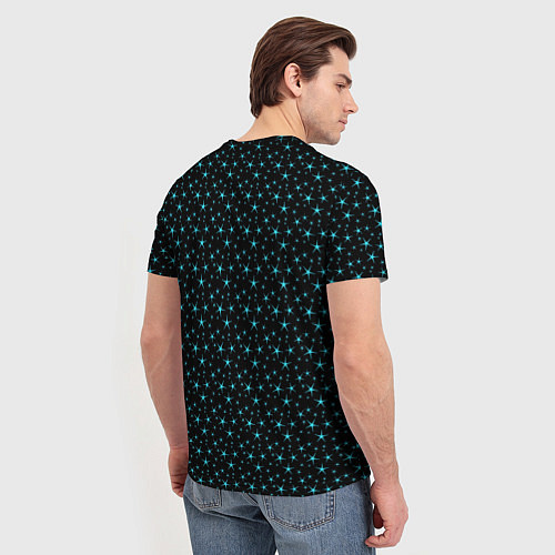 Мужская футболка Чёрный с голубыми звёздочками паттерн / 3D-принт – фото 4