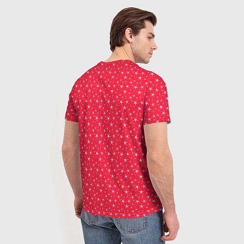 Мужская футболка Розово-красный со звёздочками / 3D-принт – фото 4