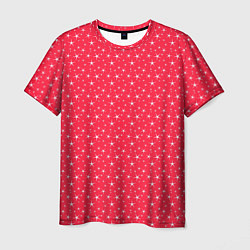 Мужская футболка Розово-красный со звёздочками