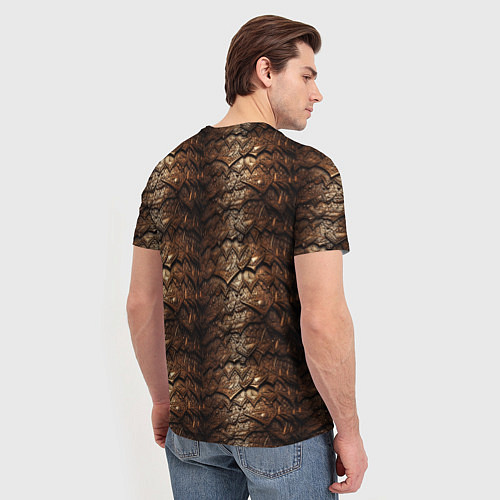 Мужская футболка Коричневая металлическая текстура / 3D-принт – фото 4