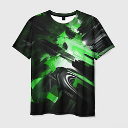 Мужская футболка Green dark abstract geometry style