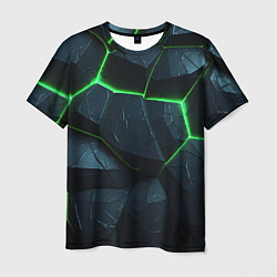 Мужская футболка Abstract dark green geometry style