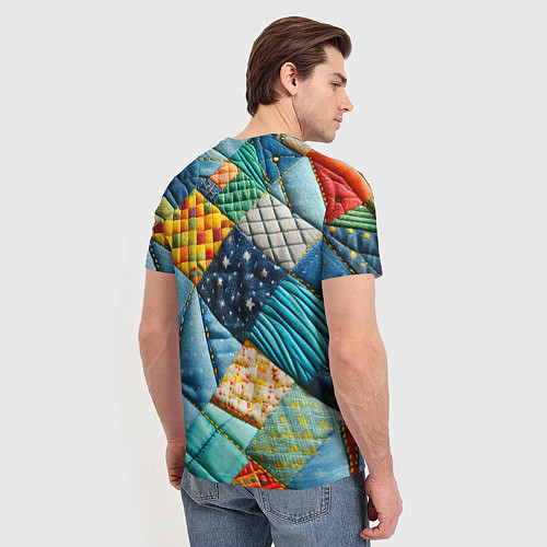 Мужская футболка Лоскутное одеяло - пэчворк / 3D-принт – фото 4