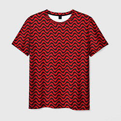 Мужская футболка Чёрно-красный искажённые полосы