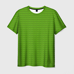 Футболка мужская Кислотный зелёный имитация сетки, цвет: 3D-принт