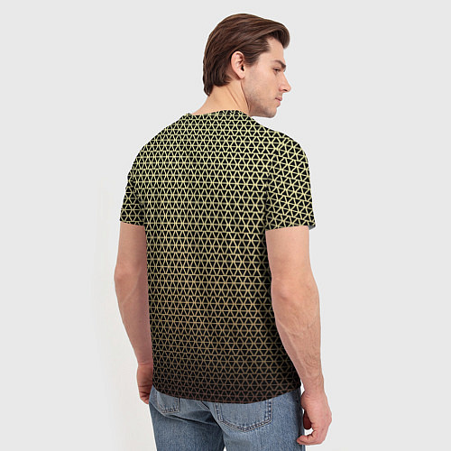 Мужская футболка Паттерн чёрно-бежевый треугольники / 3D-принт – фото 4