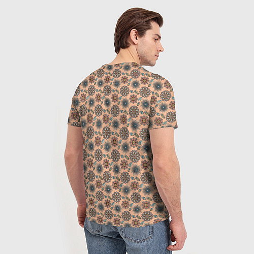 Мужская футболка Цветочный узор в стиле бохо / 3D-принт – фото 4