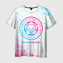 Мужская футболка Leicester City neon gradient style