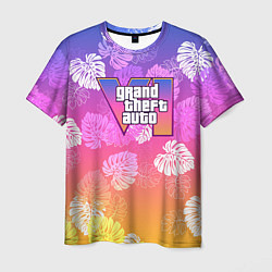 Футболка мужская Grand Theft Auto VI - пальмы, цвет: 3D-принт