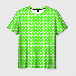 Мужская футболка Зелёные лепестки шестиугольники
