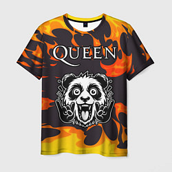 Мужская футболка Queen рок панда и огонь