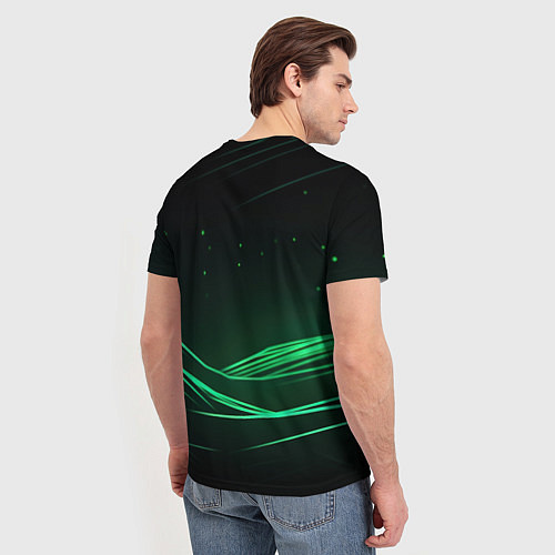 Мужская футболка Stellar Blade зеленые лучи / 3D-принт – фото 4