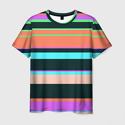 Мужская футболка Цветные разные полосы