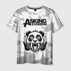Мужская футболка Asking Alexandria рок панда на светлом фоне