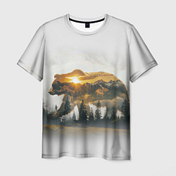 Мужская футболка Медведь и абстрактный лес