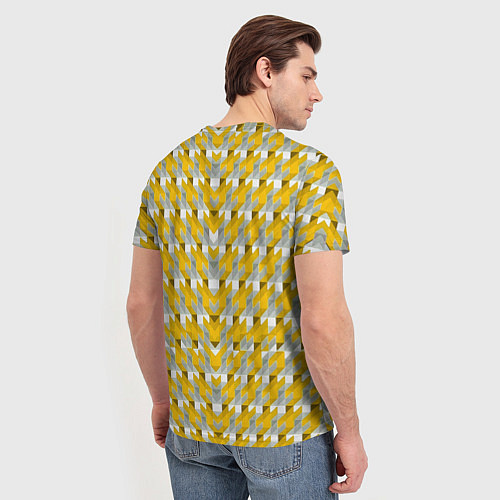 Мужская футболка Жёлто-белый паттерн / 3D-принт – фото 4